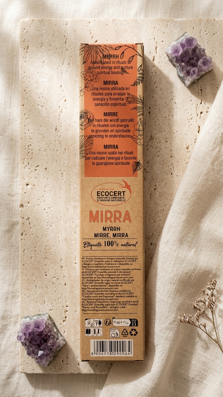 6 Cajetillas Incienso de Mirra Mística – Protección Profunda y Equilibrio Interior | 100% Natural, Sin Químicos, Calidad Premium 【20g · 8 Varillas aprox】
