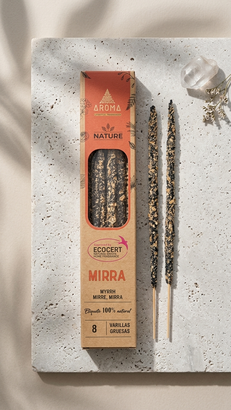 12 Cajetillas Incienso de Mirra Mística – Protección Profunda y Equilibrio Interior | 100% Natural, Sin Químicos, Calidad Premium 【20g · 8 Varillas aprox】