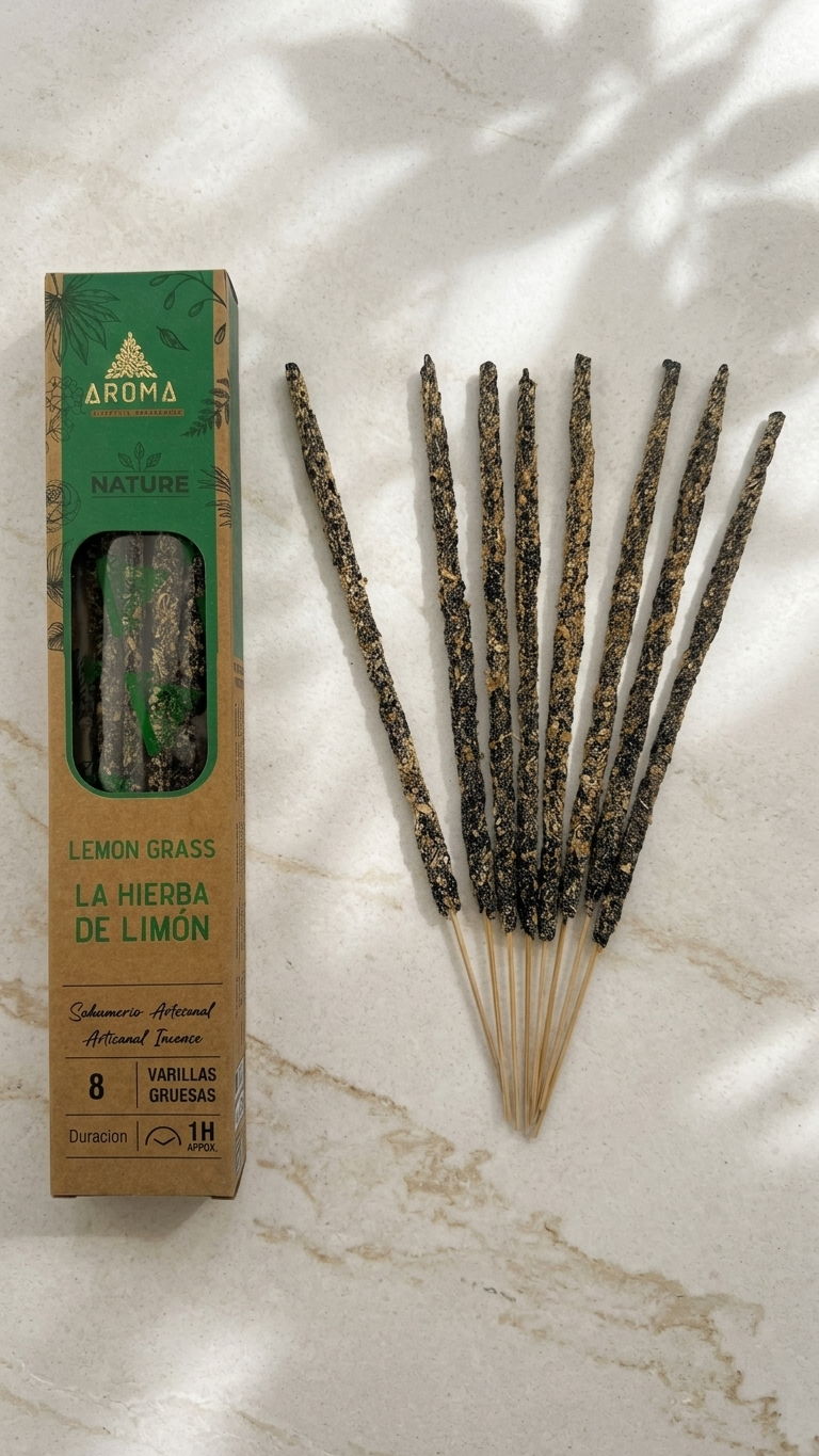 Incienso de Hierba de Limón Energizante – Activa tu Día con Aroma Fresco y Natural | 100% Natural, Sin Químicos, Calidad Premium【20g · 8 Varillas aprox】