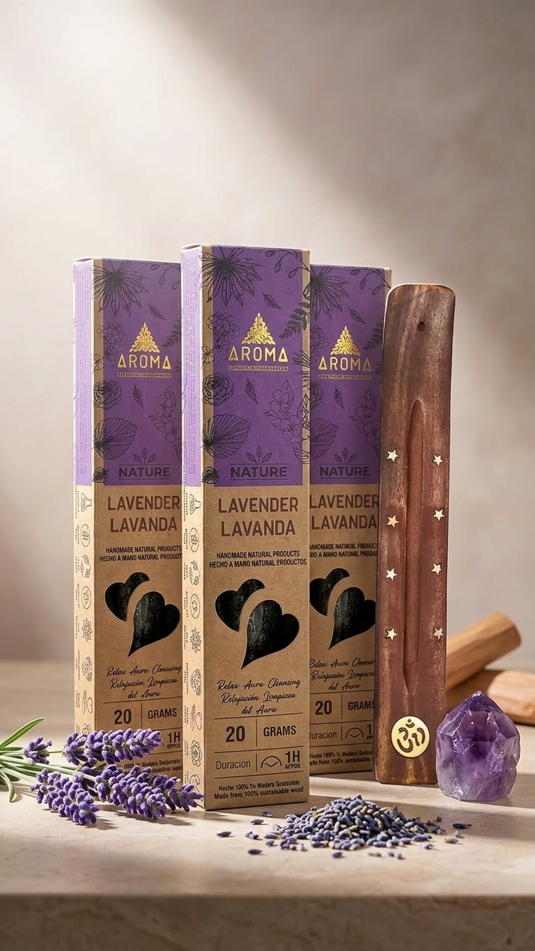 6 Cajetillas Incienso de Lavanda Relajante – Calma Profunda y Sueño Reparador | 100% Natural, Sin Químicos, Calidad Premium 【20g · 8 Varillas aprox】