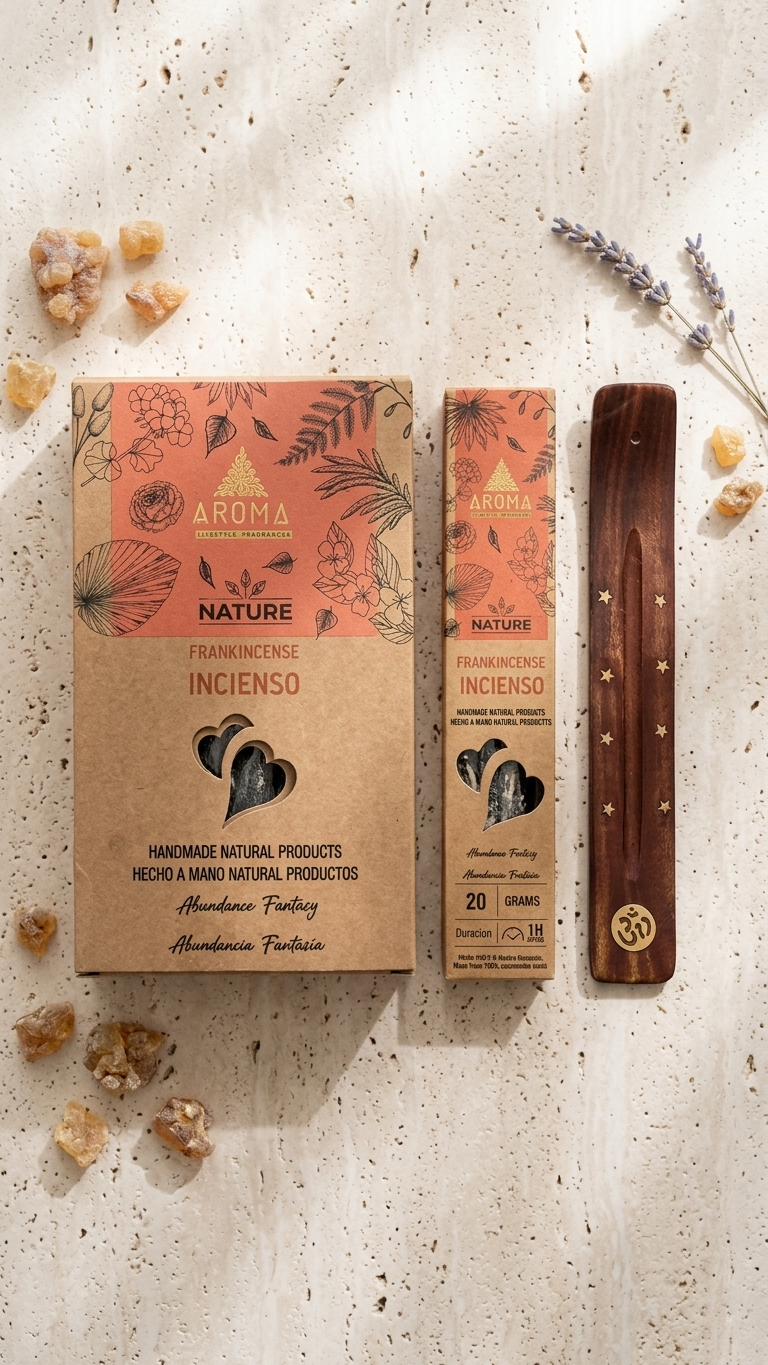 12 Cajetillas Incienso de Olíbano Sagrado – Eleva tu Energía y Potencia la Meditación | 100% Natural, Sin Químicos, Calidad Premium【20g · 8 Varillas aprox】