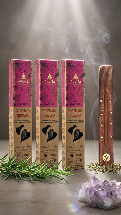 3 Cajetillas Incienso de Romero Purificante – Limpia tu Energía y Aclara tu Mente | 100% Natural, Sin Químicos, Calidad Premium【20g · 8 Varillas】