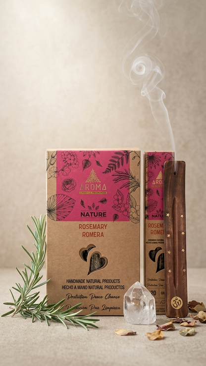 12 Cajetillas Incienso de Romero Purificante – Limpia tu Energía y Aclara tu Mente | 100% Natural, Sin Químicos, Calidad Premium【20g · 8 Varillas aprox】