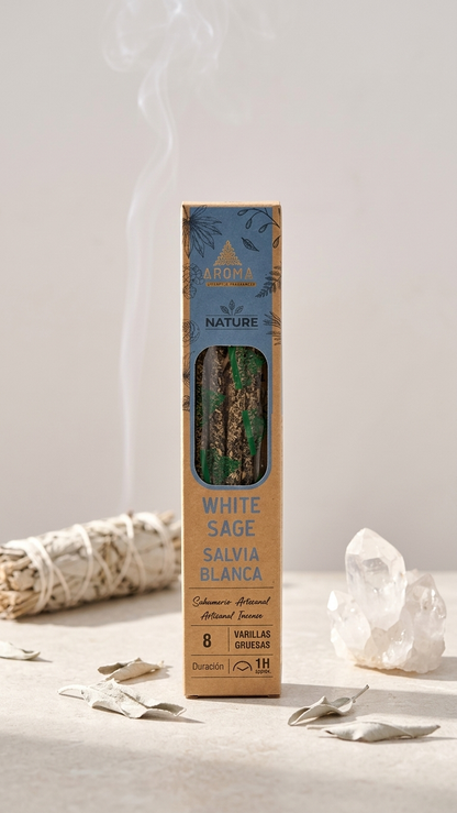 3 Cajetillas Incienso de Salvia Blanca – Limpieza Energética y Purificación Espiritual | 100% Natural, Sin Químicos, Calidad Premium 【20g · 8 Varillas aprox】