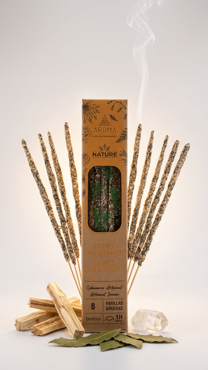 12 Cajetillas Incienso de Laurel y Palo Santo – Éxito, Victoria y Manifestación de Metas | 100% Natural, Sin Químicos, Calidad Premium 【20g · 8 Varillas aprox】