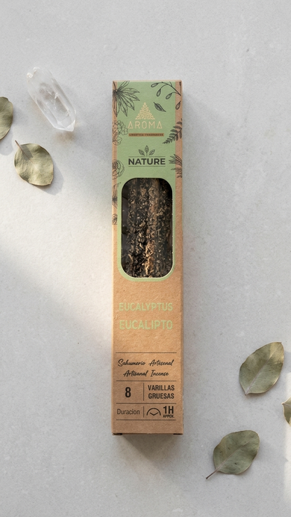 Incienso de Eucalipto – Aire Puro y Liberación de Tensiones | 100% Natural, Sin Químicos, Calidad Premium 【20g · 8 Varillas aprox】