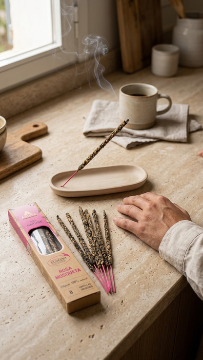 6 Cajetillas Incienso de Rosa Mosqueta – Cicatrización Emocional y Superación del Pasado | 100% Natural, Sin Químicos, Calidad Premium 【20g · 8 Varillas aprox】