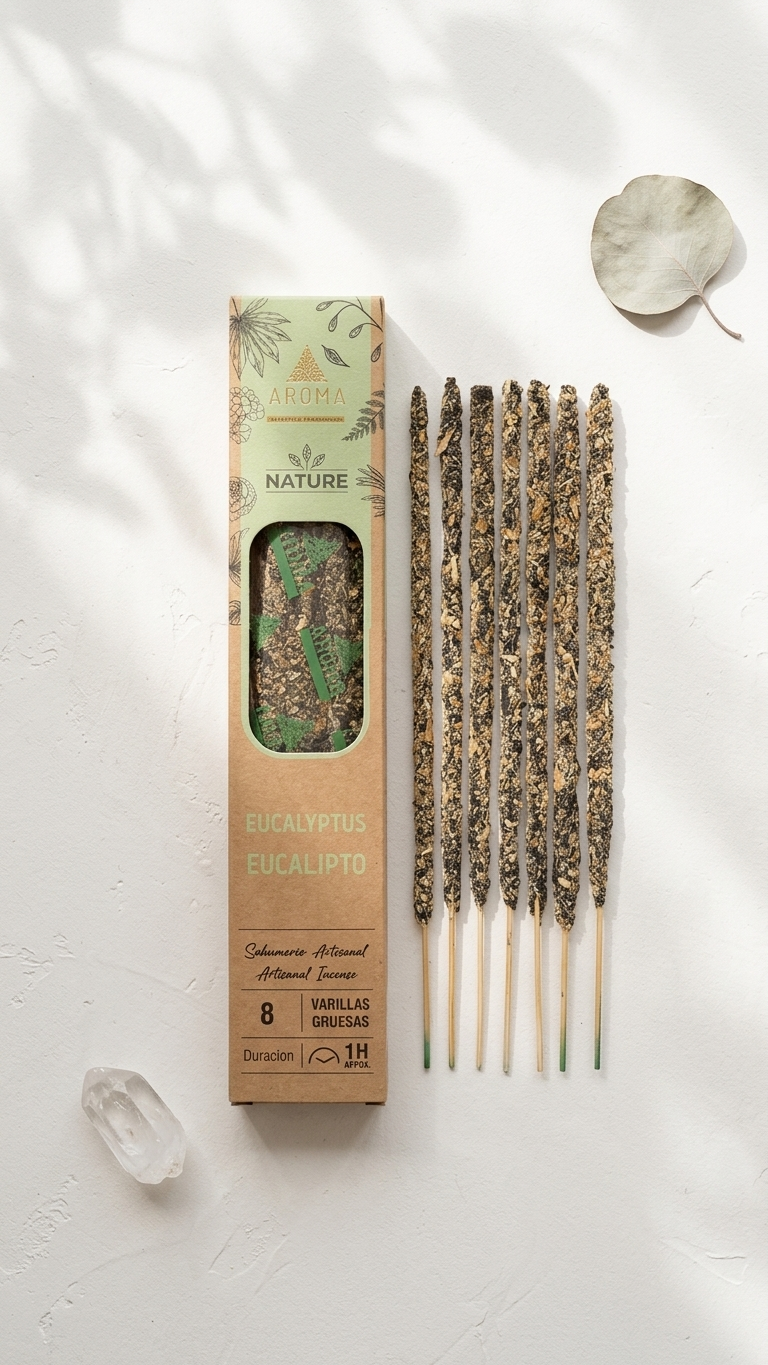 Incienso de Eucalipto – Aire Puro y Liberación de Tensiones | 100% Natural, Sin Químicos, Calidad Premium 【20g · 8 Varillas aprox】