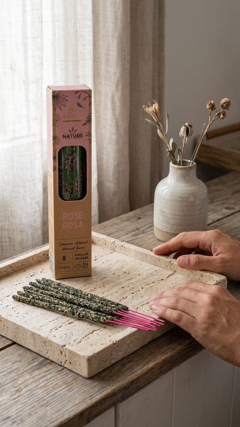 3 Cajetillas Incienso de Rosa – Amor Propio y Apertura del Corazón | 100% Natural, Sin Químicos, Calidad Premium 【20g · 8 Varillas aprox】