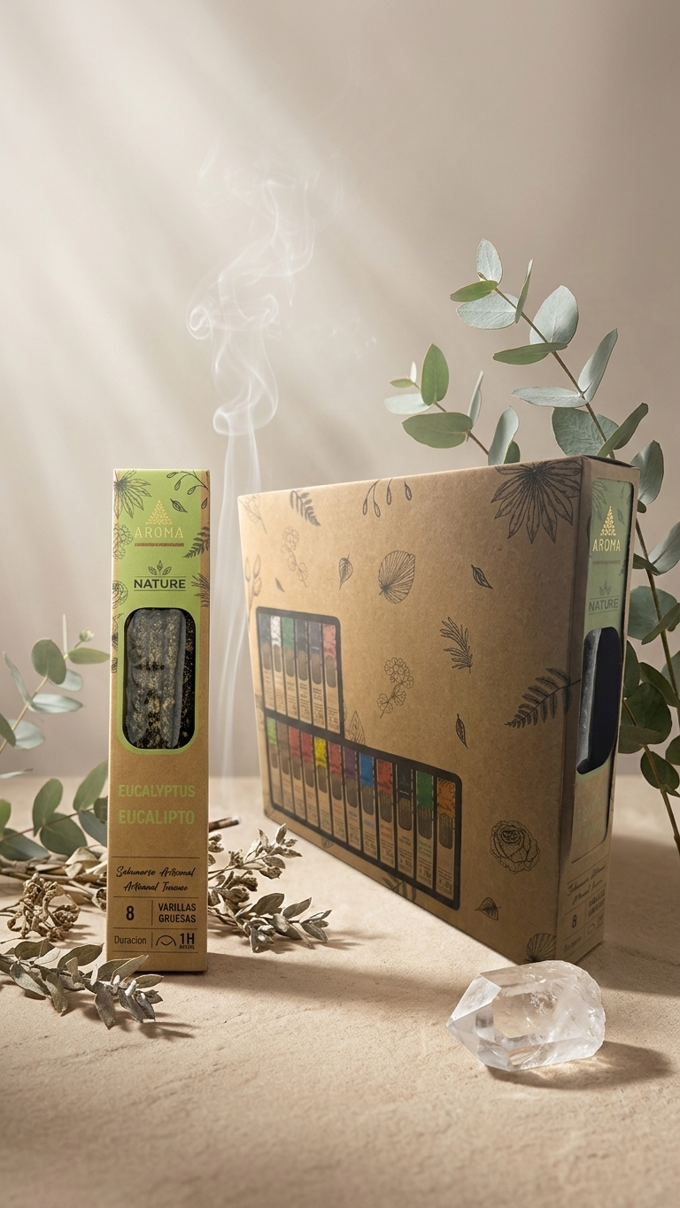 12 Cajetillas Incienso de Eucalipto – Aire Puro y Liberación de Tensiones | 100% Natural, Sin Químicos, Calidad Premium 【20g · 8 Varillas aprox】