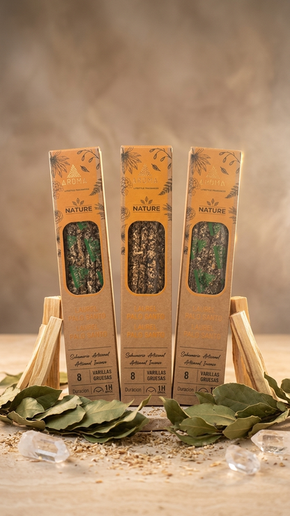 6 Cajetillas Incienso de Laurel y Palo Santo – Éxito, Victoria y Manifestación de Metas | 100% Natural, Sin Químicos, Calidad Premium 【20g · 8 Varillas aprox】