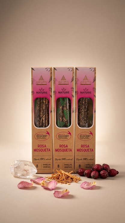 3 Cajetillas Incienso de Rosa Mosqueta – Cicatrización Emocional y Superación del Pasado | 100% Natural, Sin Químicos, Calidad Premium 【20g · 8 Varillas aprox】