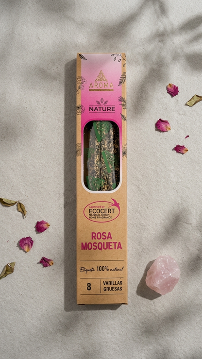 Incienso de Rosa Mosqueta – Cicatrización Emocional y Superación del Pasado | 100% Natural, Sin Químicos, Calidad Premium 【20g · 8 Varillas aprox】