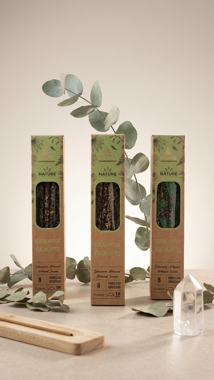 3 Cajetillas Incienso de Eucalipto – Aire Puro y Liberación de Tensiones | 100% Natural, Sin Químicos, Calidad Premium 【20g · 8 Varillas aprox】