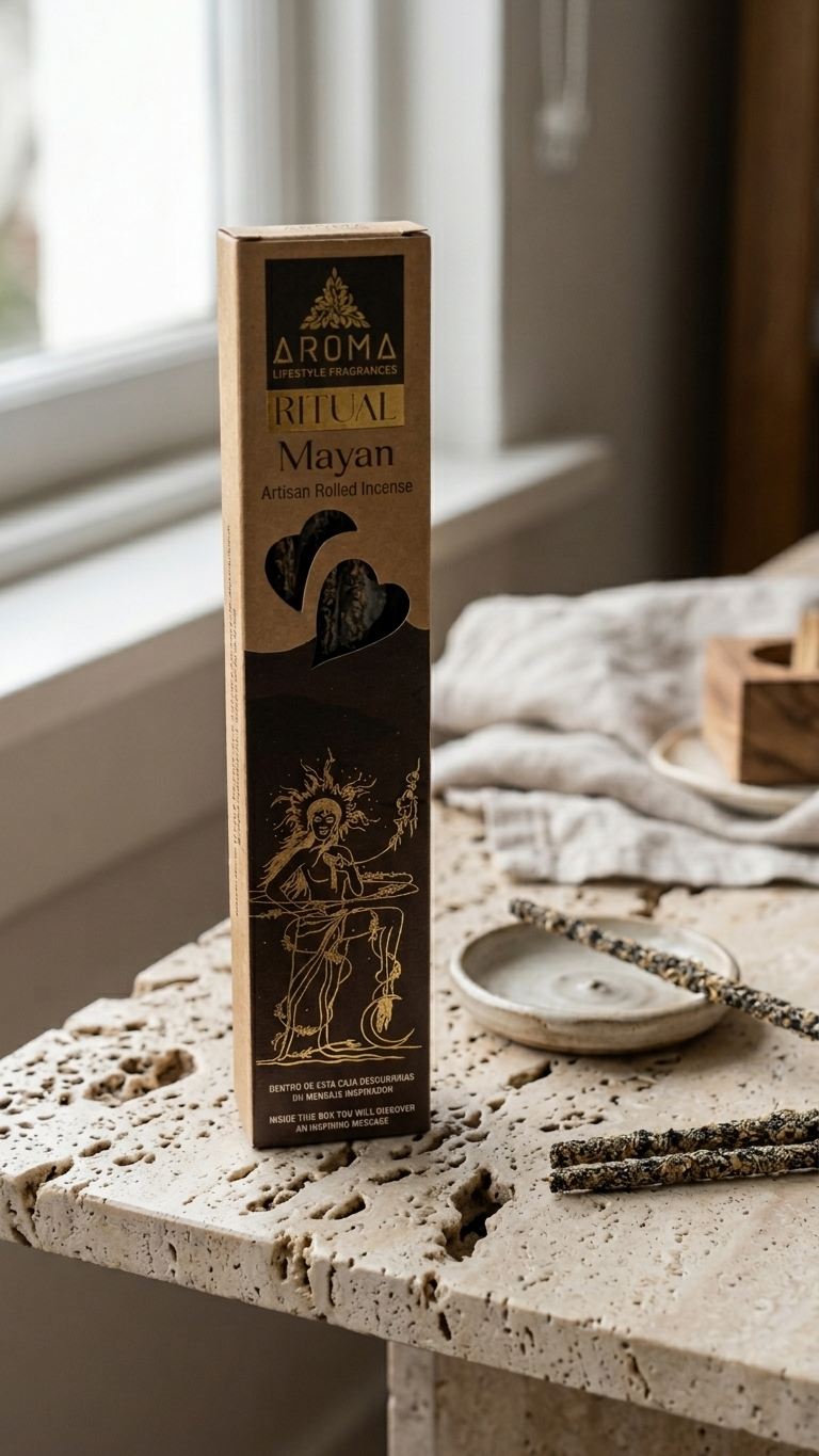 Incienso Ritual Maya (Ritual Mayan) – Sintonía Terrenal y Abundancia Cósmica | Cajita de 20g con Mensaje Inspirador