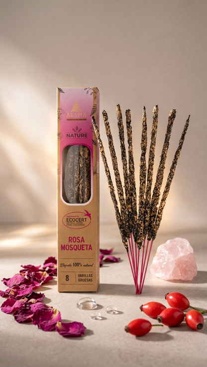 3 Cajetillas Incienso de Rosa Mosqueta – Cicatrización Emocional y Superación del Pasado | 100% Natural, Sin Químicos, Calidad Premium 【20g · 8 Varillas aprox】