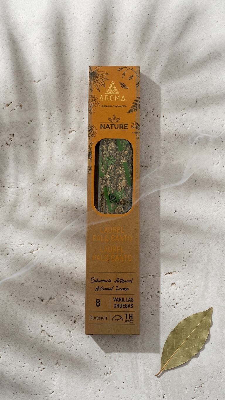 6 Cajetillas Incienso de Laurel y Palo Santo – Éxito, Victoria y Manifestación de Metas | 100% Natural, Sin Químicos, Calidad Premium 【20g · 8 Varillas aprox】