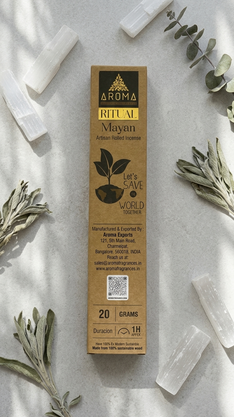 Incienso Ritual Maya (Ritual Mayan) – Sintonía Terrenal y Abundancia Cósmica | Cajita de 20g con Mensaje Inspirador