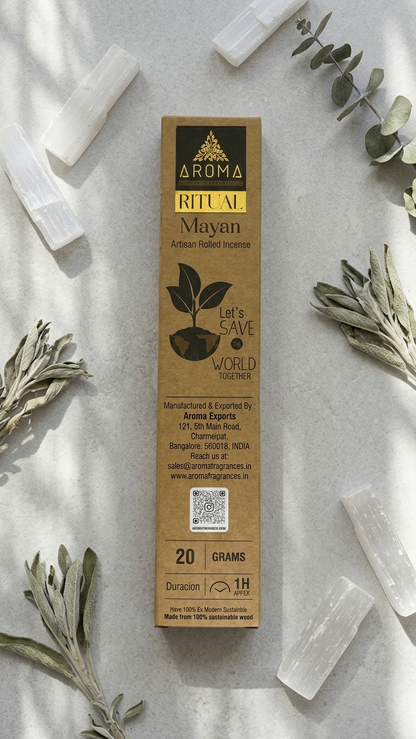 Incienso Ritual Maya (Ritual Mayan) – Sintonía Terrenal y Abundancia Cósmica | Cajita de 20g con Mensaje Inspirador