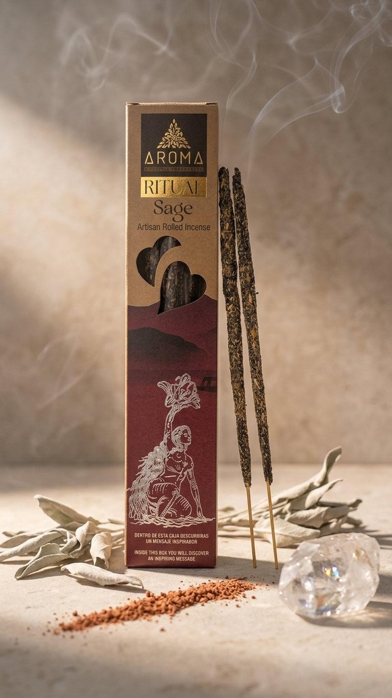 Incienso Ritual Salvia (Ritual Sage) – Escudo de Luz y Protección del Espacio | Cajita de 20g con Mensaje Inspirador