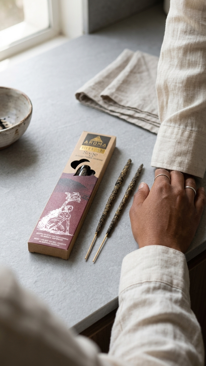 Incienso Ritual Salvia (Ritual Sage) – Escudo de Luz y Protección del Espacio | Cajita de 20g con Mensaje Inspirador
