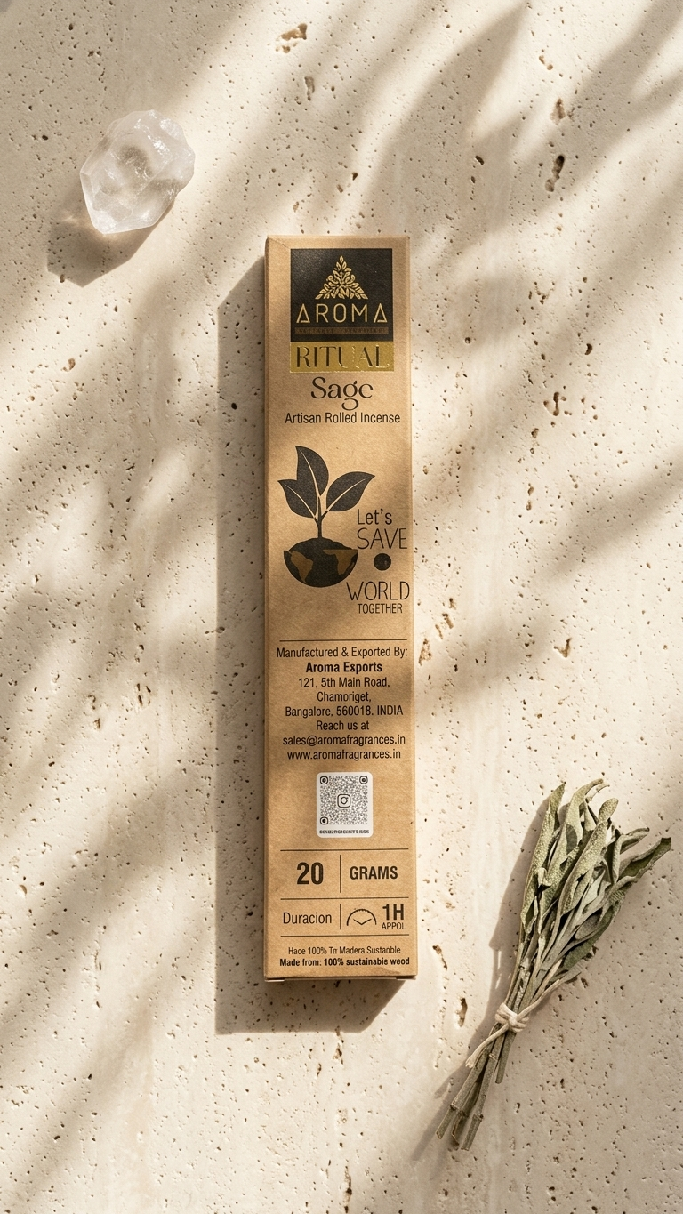 Incienso Ritual Salvia (Ritual Sage) – Escudo de Luz y Protección del Espacio | Cajita de 20g con Mensaje Inspirador