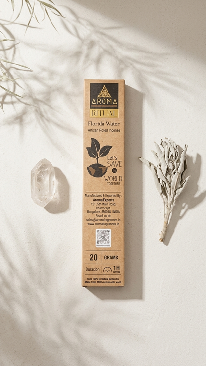 Incienso Ritual Agua Florida (Ritual Florida Water) – Florecimiento Energético y Bendición de Caminos | Cajita de 20g con Mensaje Inspirador