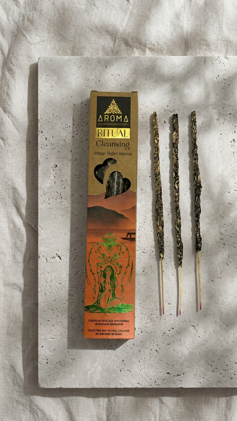 Incienso Ritual de Limpieza (Ritual Cleansing) – Higiene Energética y Despojo de Cargas Diarias | Cajita de 20g con Mensaje Inspirador