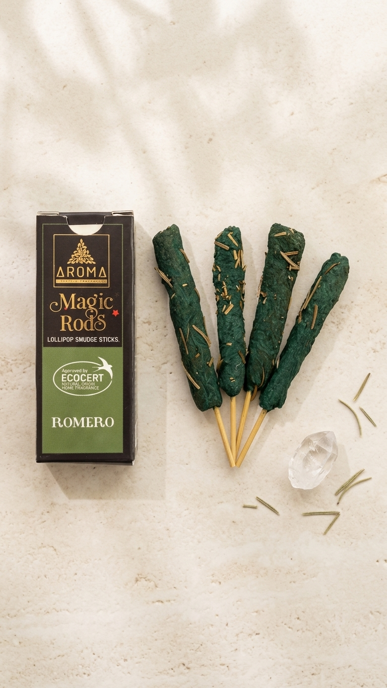 Incienso Lollipop Romero (Magic Rods) – Revitalización Espiritual y Enfoque Activo | Sahumado Intenso | 4 Barritas Gruesas