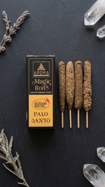 Incienso Lollipop Palo Santo (Magic Rods) – Despojo Inmediato y Magnetismo Sagrado | Sahumado Intenso | 4 Barritas Gruesas