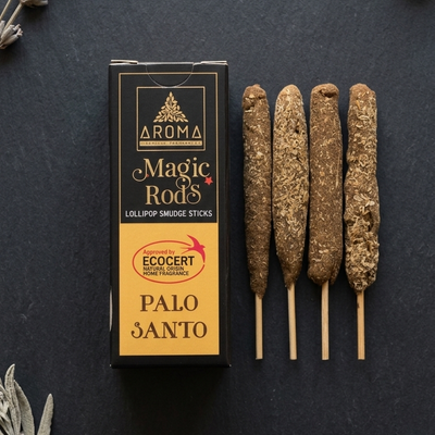 Incienso Lollipop Palo Santo (Magic Rods) – Despojo Inmediato y Magnetismo Sagrado | Sahumado Intenso | 4 Barritas Gruesas