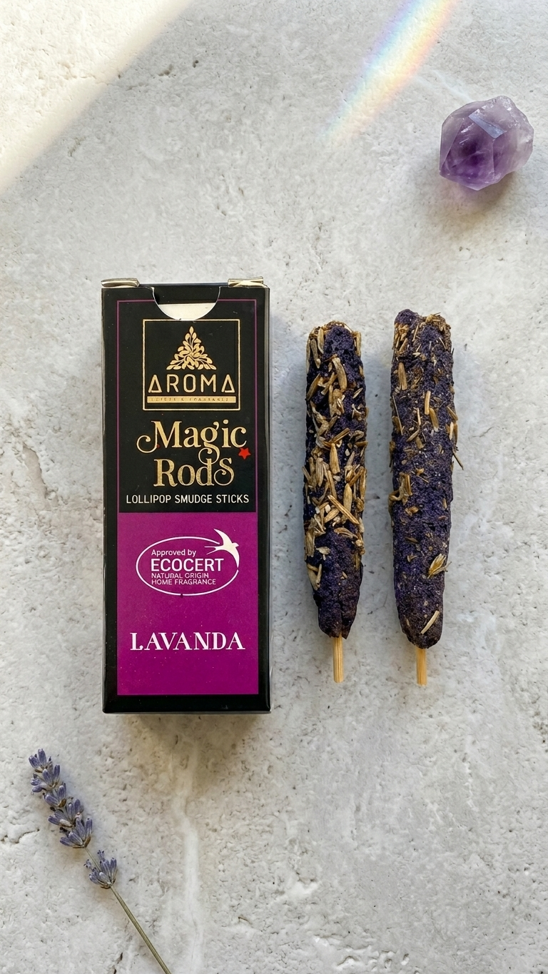 Incienso Lollipop Lavanda (Magic Rods) – Armonía del Hogar y Pacificación Interior | Sahumado Intenso | 4 Barritas Gruesas