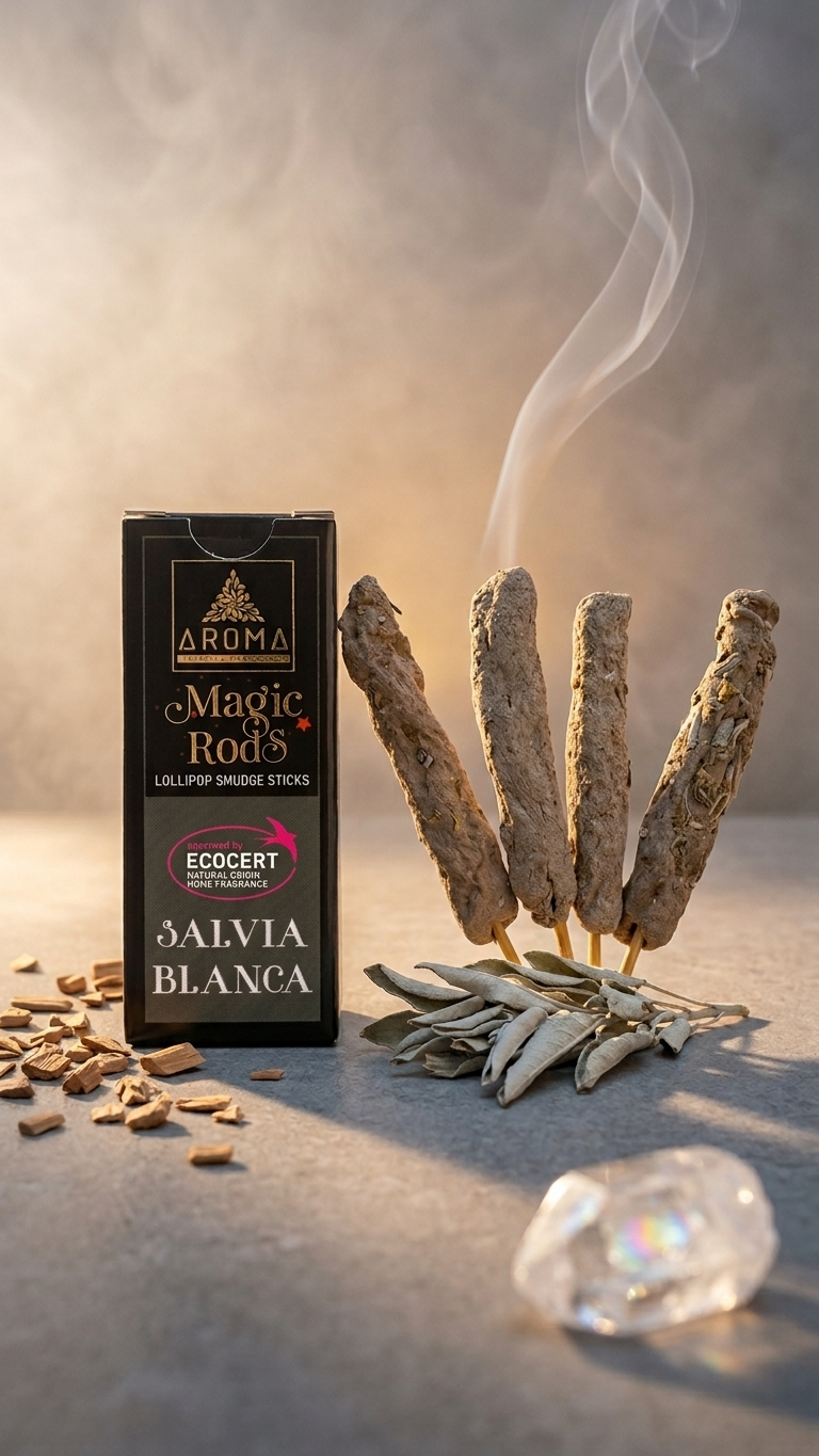 Incienso Lollipop Salvia Blanca (Magic Rods) – Medicina Sagrada y Escudo de Frecuencias | Sahumado Intenso | 4 Barritas Gruesas