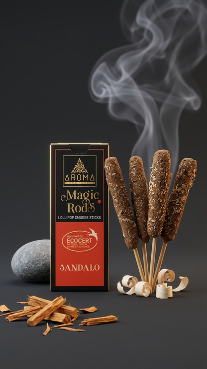 Incienso Lollipop Sándalo (Magic Rods) – Elevación Vibracional e Imán de Éxito | Sahumado Intenso | 4 Barritas Gruesas