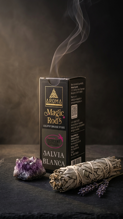 Incienso Lollipop Salvia Blanca (Magic Rods) – Medicina Sagrada y Escudo de Frecuencias | Sahumado Intenso | 4 Barritas Gruesas