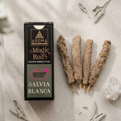 Incienso Lollipop Salvia Blanca (Magic Rods) – Medicina Sagrada y Escudo de Frecuencias | Sahumado Intenso | 4 Barritas Gruesas
